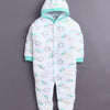 Mint Green & White Baby Girls Full Sleeves Hooded Sleepsuit Pack Of 2