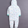 Mint Green & White Baby Girls Full Sleeves Hooded Sleepsuit Pack Of 2