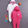 Pink & White Baby Girls Full Sleeves Hooded Sleepsuit Pack Of 2