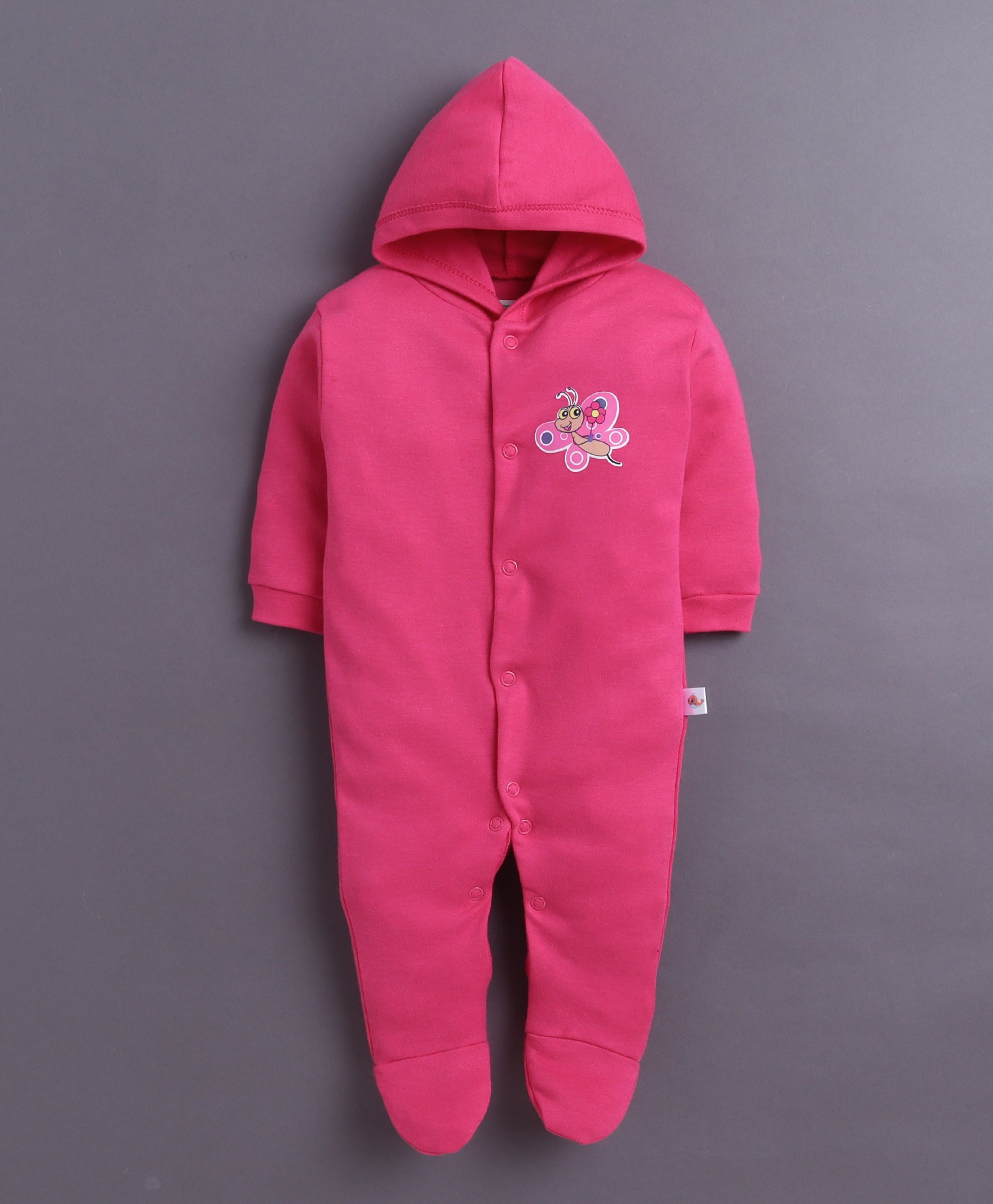 Pink & White Baby Girls Full Sleeves Hooded Sleepsuit Pack Of 2