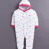 Pink & White Baby Girls Full Sleeves Hooded Sleepsuit Pack Of 2