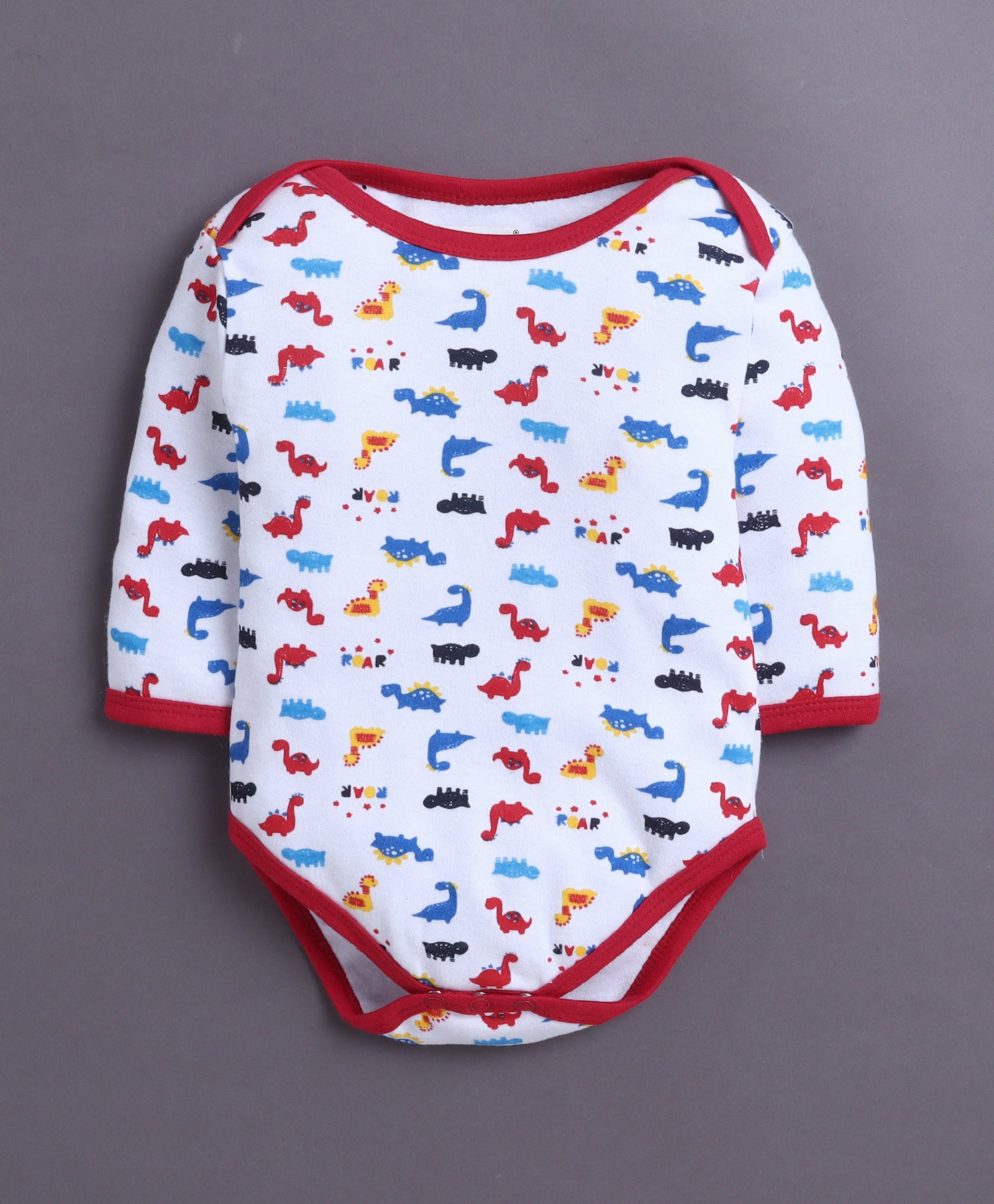 Red & White Baby Boys Full Sleeves Cotton Bodysuit / Onesies Pack Of 3