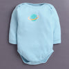 Sky Blue & White Baby Boys Full Sleeves Cotton Bodysuit / Onesies Pack Of 3