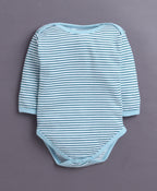 Bumzee Sky Blue & White Graphic Print Bodysuit, Pack of 3, Full Sleeves, Onesie (Style Peb11026)