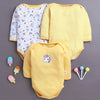 Yellow & White Baby Girls Full Sleeves Cotton Bodysuit / Onesies Pack Of 3