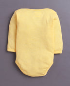 Bumzee Yellow & White Animal Print Bodysuit, Pack of 3, Full Sleeves, 100% Cotton (Style Peb11028)