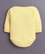 Bumzee Yellow & White Animal Print Bodysuit, Pack of 3, Full Sleeves, 100% Cotton (Style Peb11028)