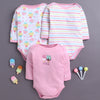 Pink & White Baby Girls Full Sleeves Cotton Bodysuit / Onesies Pack Of 3