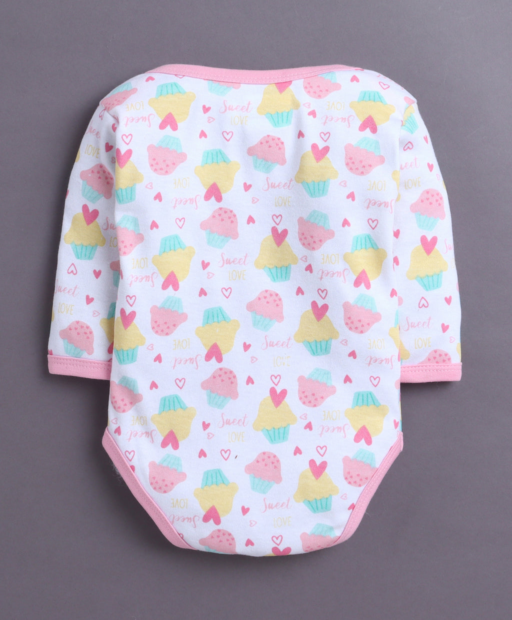 Bumzee Pink & White Graphic Print Bodysuit, Pack of 3, Full Sleeves, 100% Cotton, Onesie (Style Peb11029)
