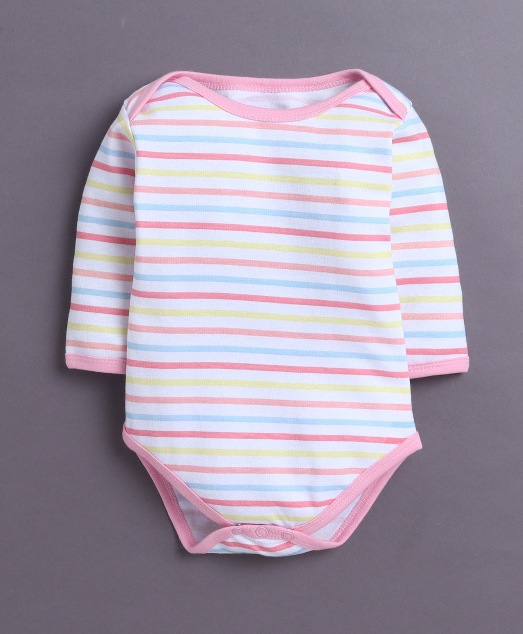 Bumzee Pink & White Graphic Print Bodysuit, Pack of 3, Full Sleeves, 100% Cotton, Onesie (Style Peb11029)