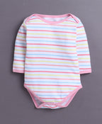 Bumzee Pink & White Graphic Print Bodysuit, Pack of 3, Full Sleeves, 100% Cotton, Onesie (Style Peb11029)