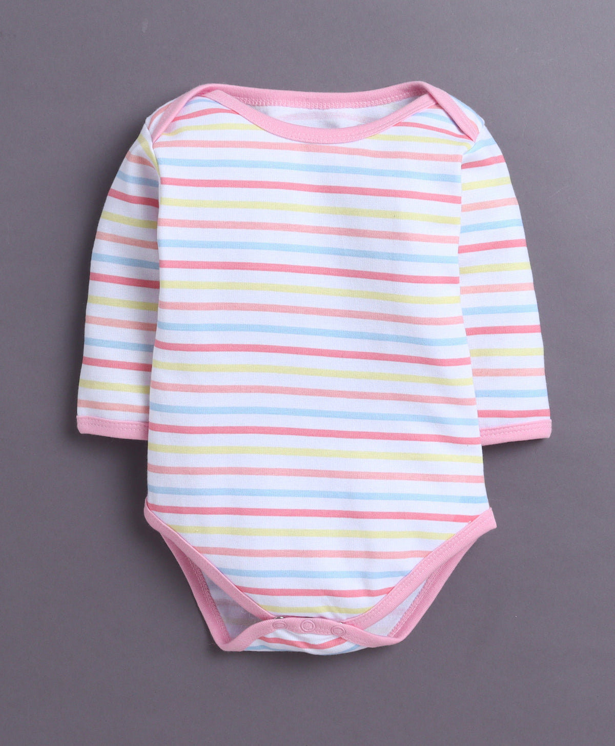 Bumzee Pink & White Graphic Print Bodysuit, Pack of 3, Full Sleeves, 100% Cotton, Onesie (Style Peb11029)