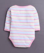 Bumzee Pink & White Graphic Print Bodysuit, Pack of 3, Full Sleeves, 100% Cotton, Onesie (Style Peb11029)