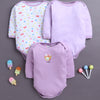 Lavender & White Baby Girls Full Sleeves Cotton Bodysuit / Onesies Pack Of 3