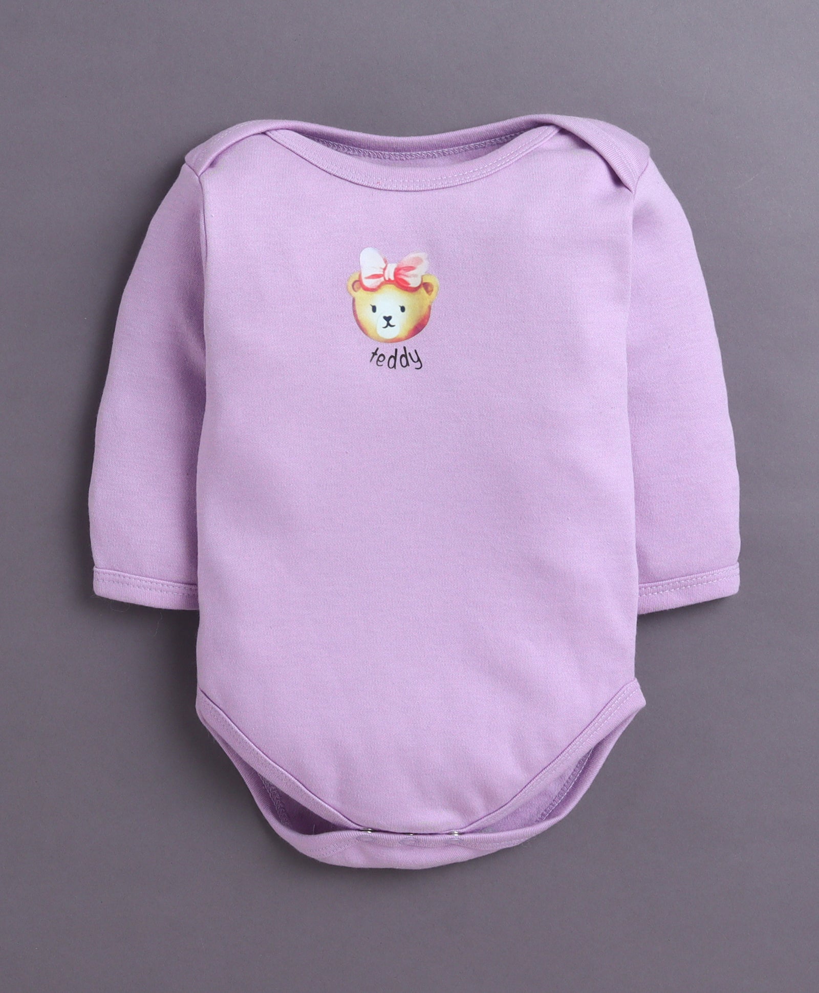 Lavender & White Baby Girls Full Sleeves Cotton Bodysuit / Onesies Pack Of 3
