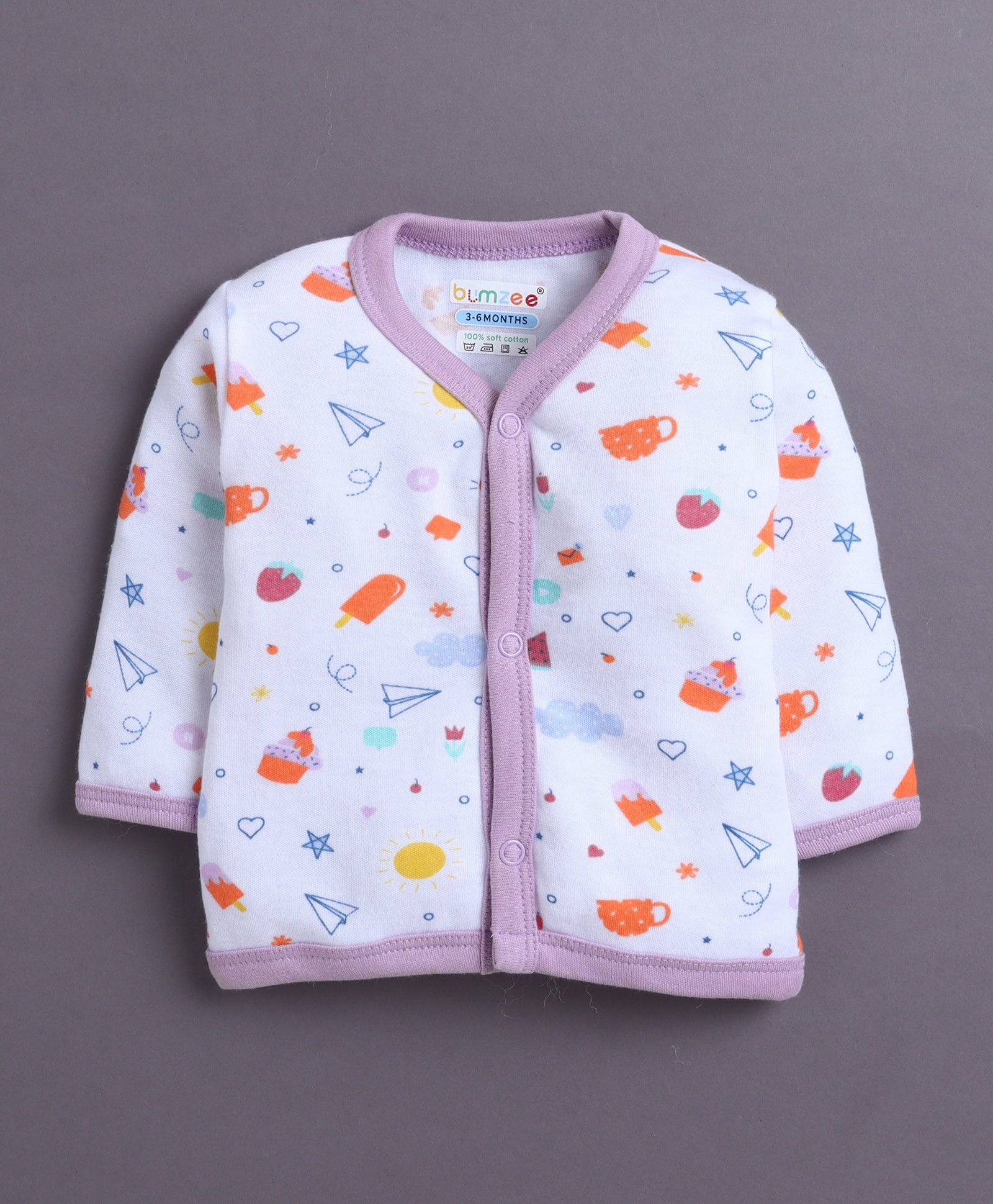 Girls Full Sleeves Jabla Lavender & White Pack of 3
