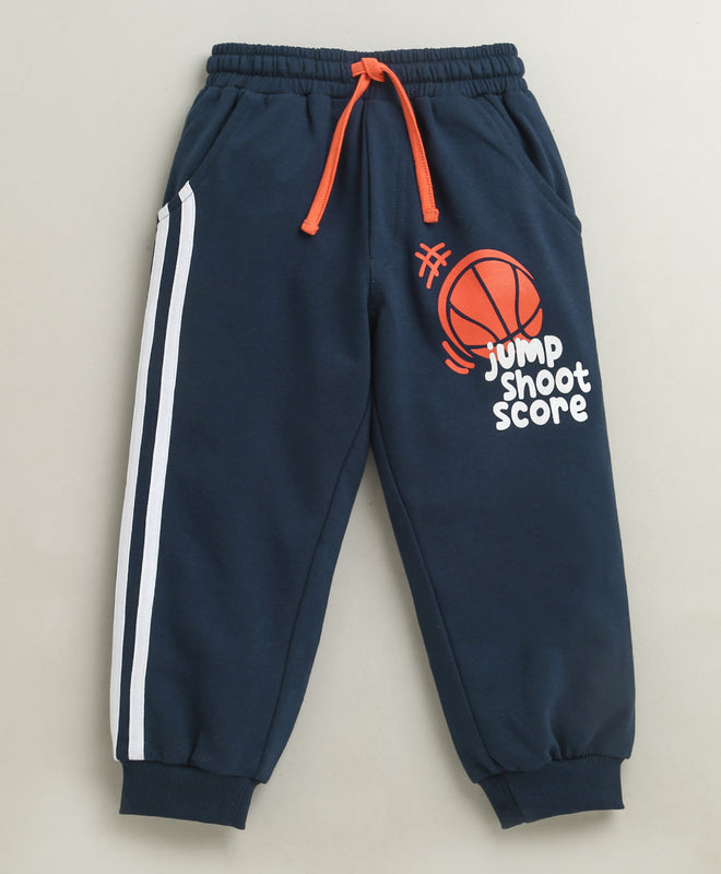 Navy Boys Cotton Full Length Jogger