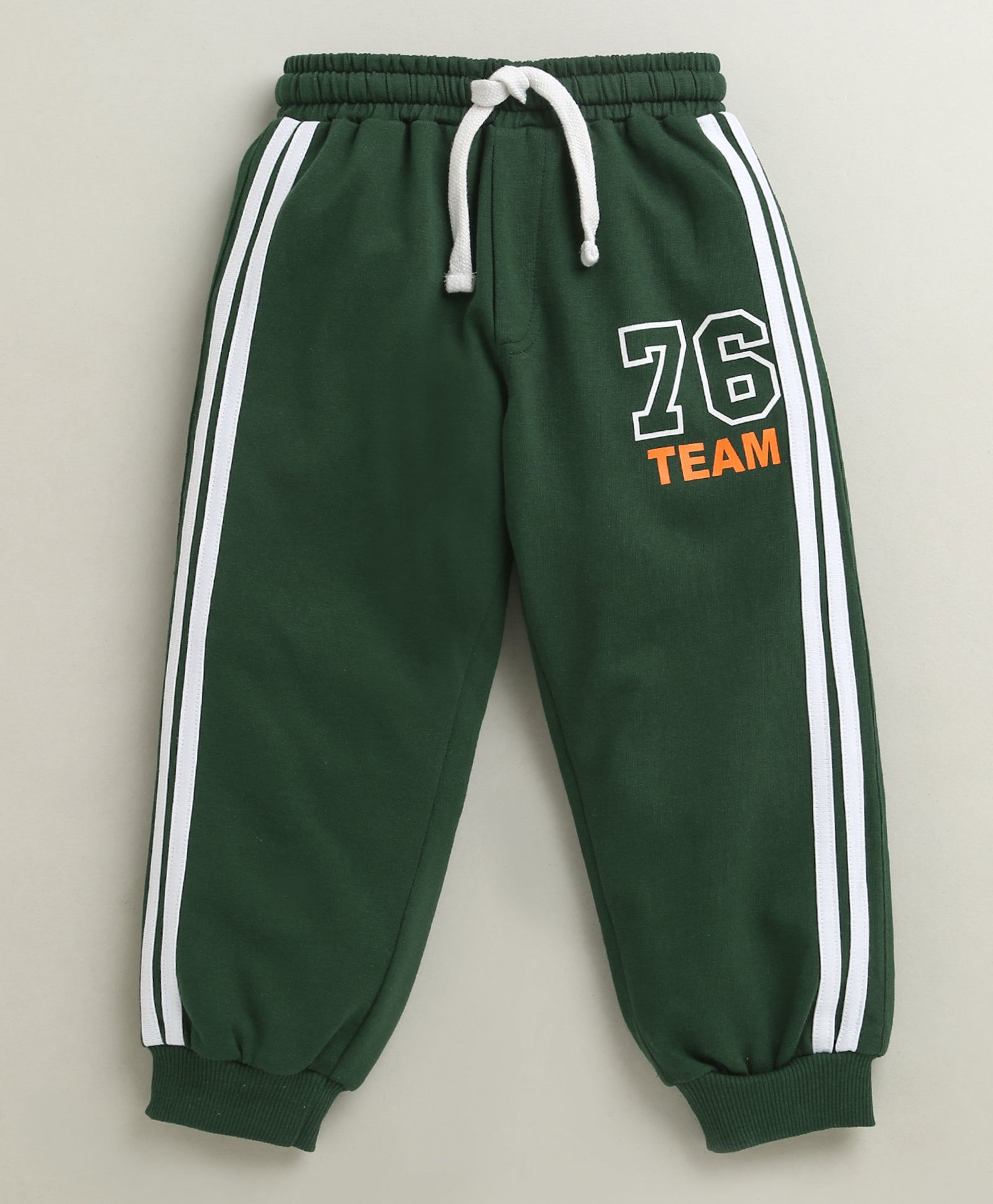 Green Boys Cotton Full Length Jogger