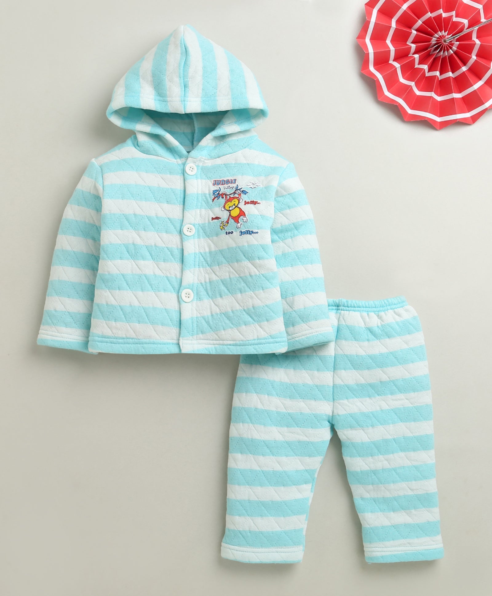 Blue Boys Full Sleeves Polyfill Winter Wear Set