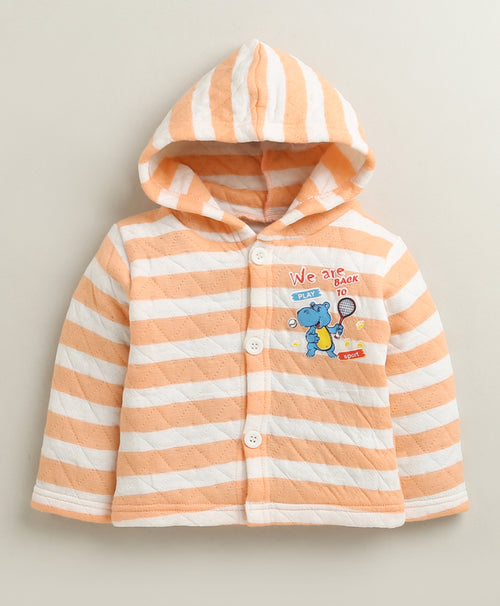 Boys Polyfill Stripes Print Winter Set - Orange