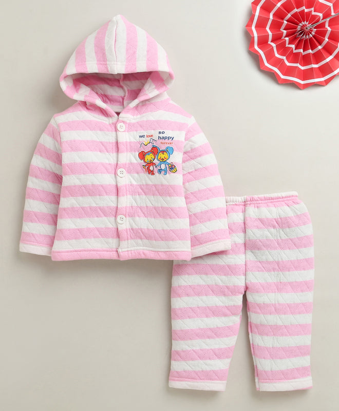 Pink Girls Full Sleeves Polyfill Winter Wear Set
