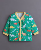 Bumzee Green Animal Print Jabla & Pyjama Set, Full Sleeves, 100% Cotton