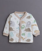 Bumzee Beige Animal Print Jabla & Pyjama Set, Full Sleeves, 100% Cotton (Style Peb11074)