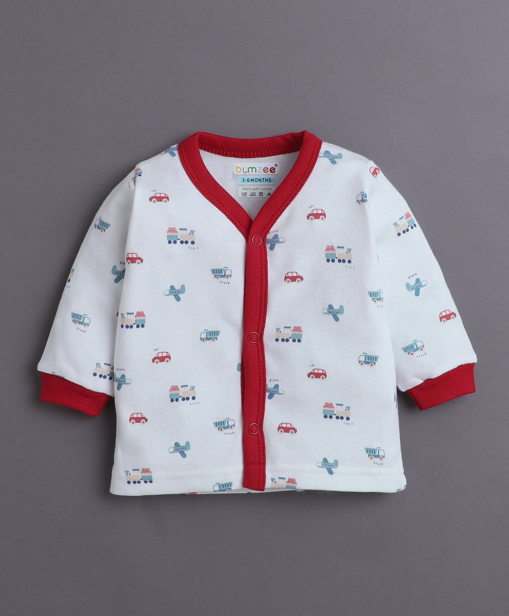 Bumzee White Graphic Print Jabla & Pyjama Set, Full Sleeves, 100% Cotton (Style Peb11076)