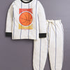 Cream Boys Full Sleeves Cotton T-Shirt & Pyjama Set