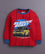 Bumzee Red Striped T-Shirt & Pyjama Set, Full Sleeves, 100% Cotton