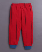 Bumzee Red Striped T-Shirt & Pyjama Set, Full Sleeves, 100% Cotton