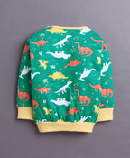 Bumzee Green Animal Print T-Shirt & Jogger Set, Full Sleeves, 100% Cotton