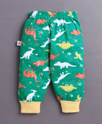 Bumzee Green Animal Print T-Shirt & Jogger Set, Full Sleeves, 100% Cotton