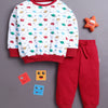 White & Red Boys Full Sleeves Cotton T-Shirt & Jogger Set
