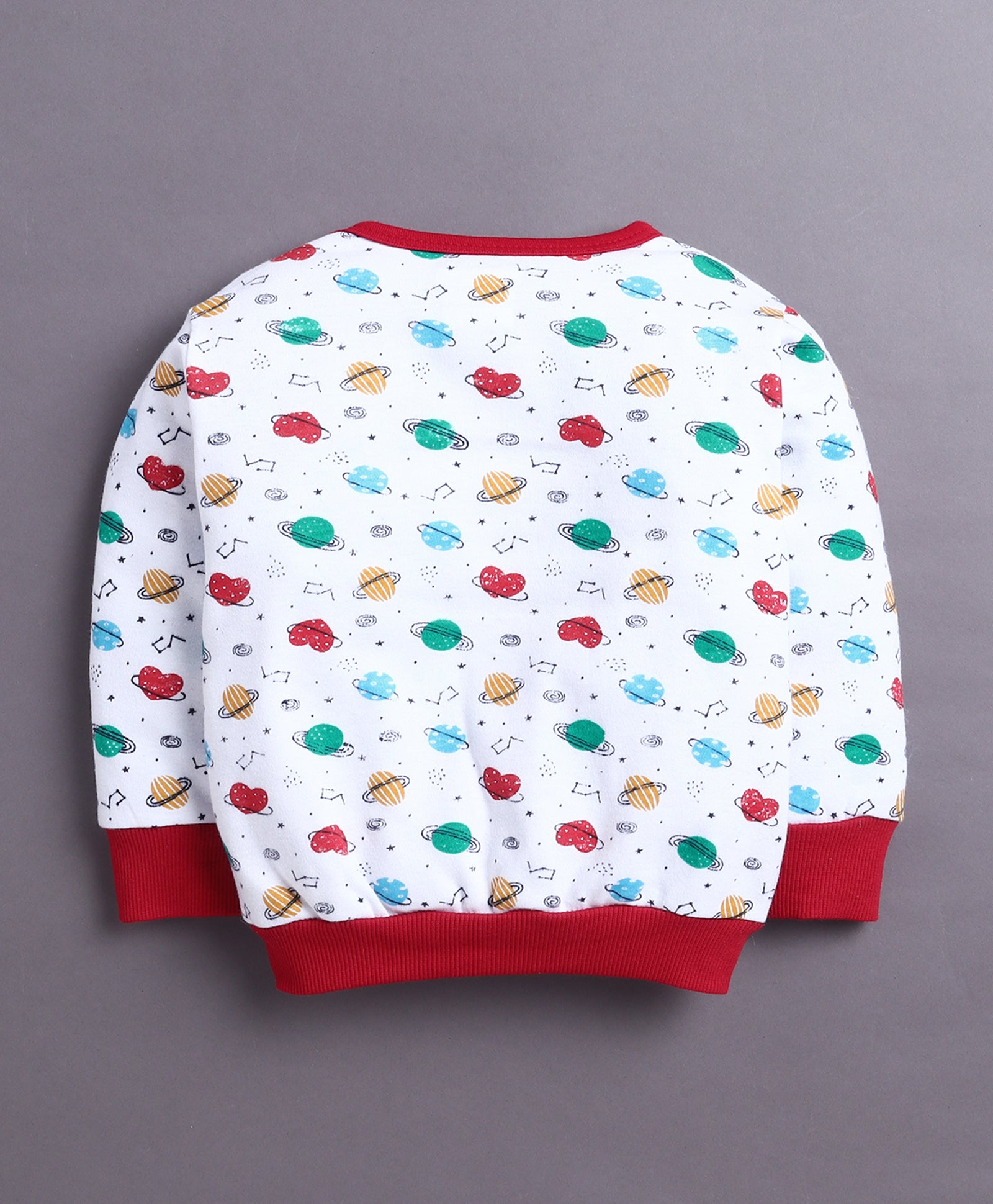 White & Red Boys Full Sleeves Cotton T-Shirt & Jogger Set