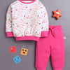 Baby Pink & Pink Girls Full Sleeves Cotton T-Shirt & Jogger Set