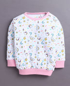 Bumzee White & Baby Pink Animal Print T-Shirt & Jogger Set, Full Sleeves