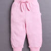 White & Baby Pink Girls Full Sleeves Cotton T-Shirt & Jogger Set