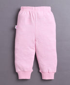 Bumzee White & Baby Pink Animal Print T-Shirt & Jogger Set, Full Sleeves