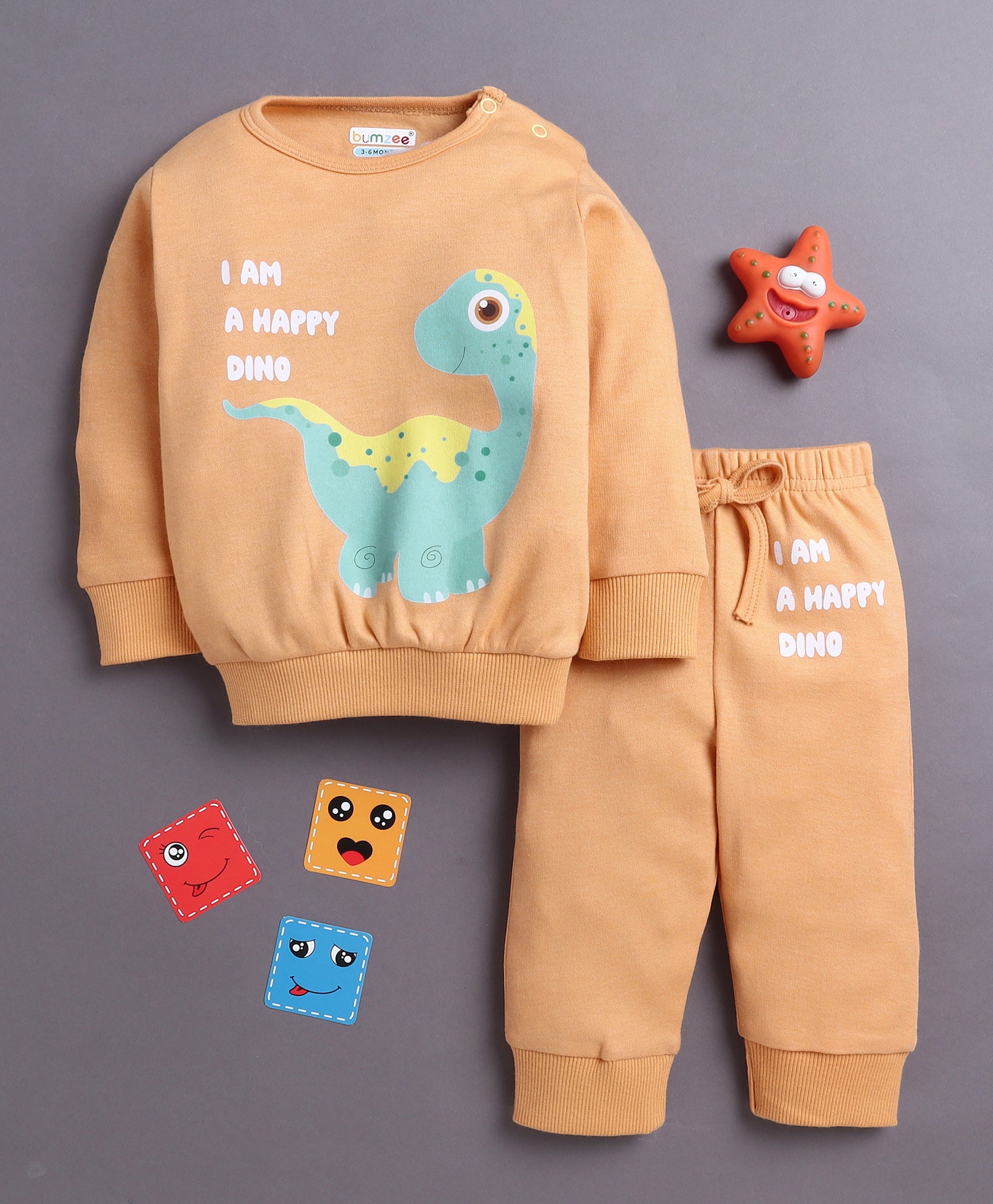 Orange Boys Full Sleeves Cotton T-Shirt & Jogger Set