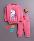Bumzee Pink Animal Print T-Shirt & Jogger Set, Full Sleeves, 100% Cotton