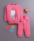 Bumzee Pink Animal Print T-Shirt & Jogger Set, Full Sleeves, 100% Cotton