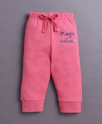 Bumzee Pink Animal Print T-Shirt & Jogger Set, Full Sleeves, 100% Cotton