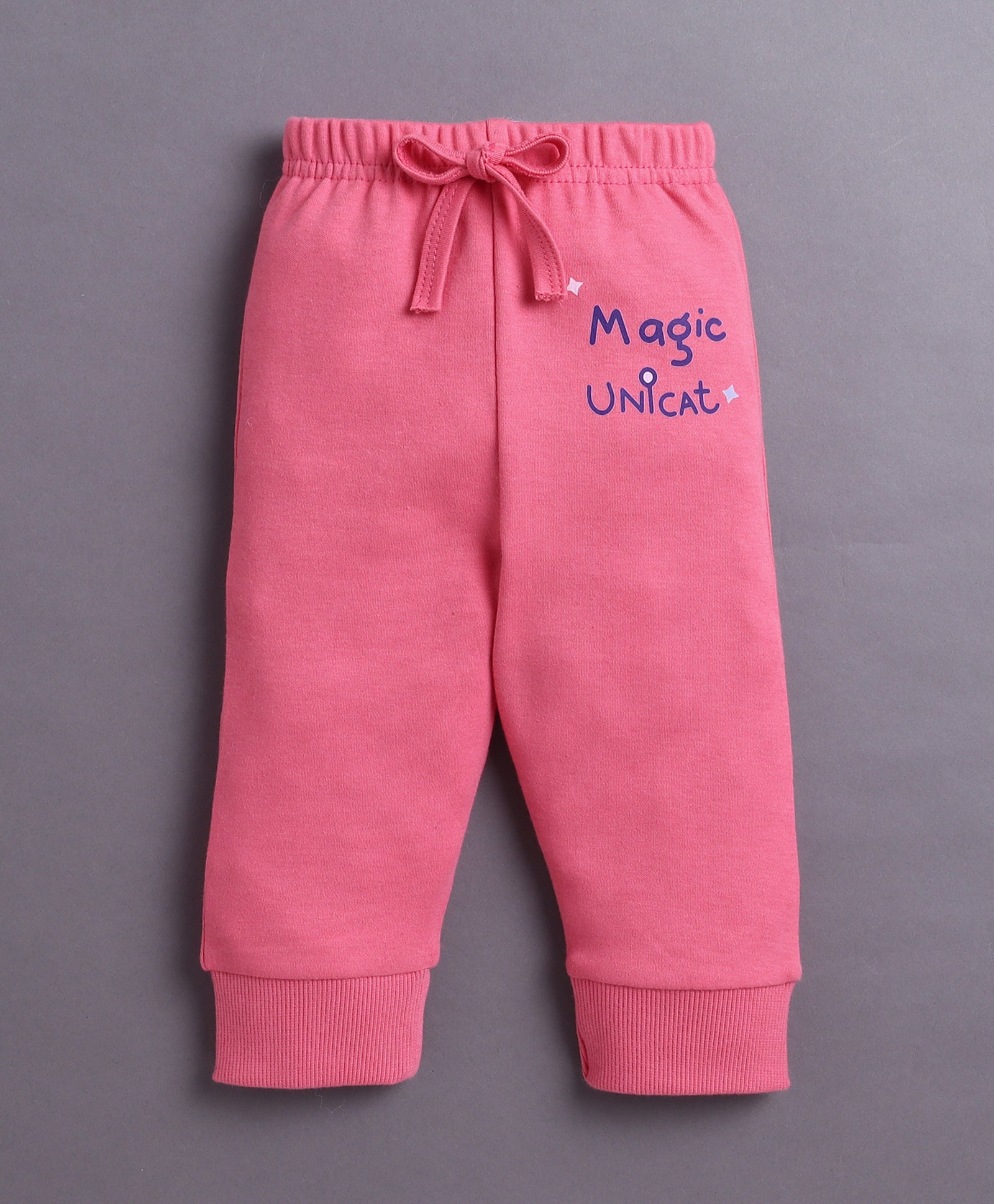 Pink Girls Full Sleeves Cotton T-Shirt & Jogger Set