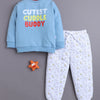 Blue & White Boys Full Sleeves Sweatshirt & Jogger Set