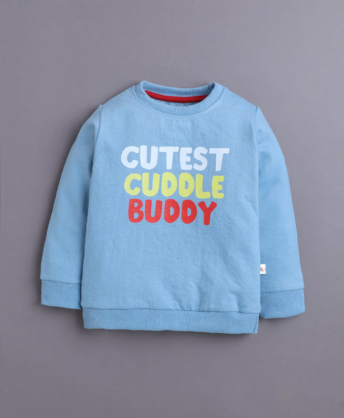 Blue & White Boys Full Sleeves Sweatshirt & Jogger Set
