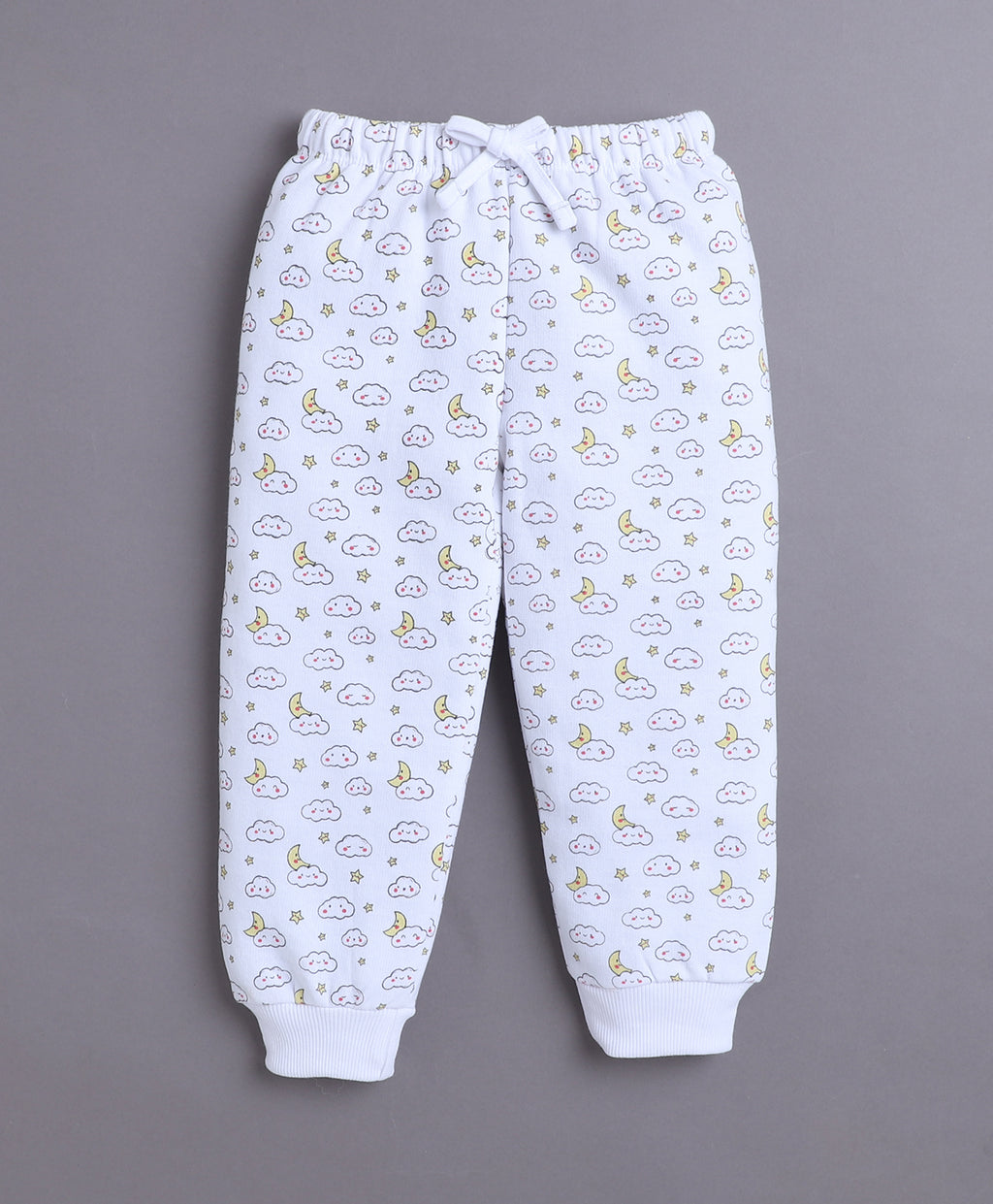 Bumzee Blue & White Graphic Print Sweatshirt & Jogger Set, Full Sleeves, Fleece