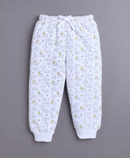 Bumzee Blue & White Graphic Print Sweatshirt & Jogger Set, Full Sleeves, Fleece