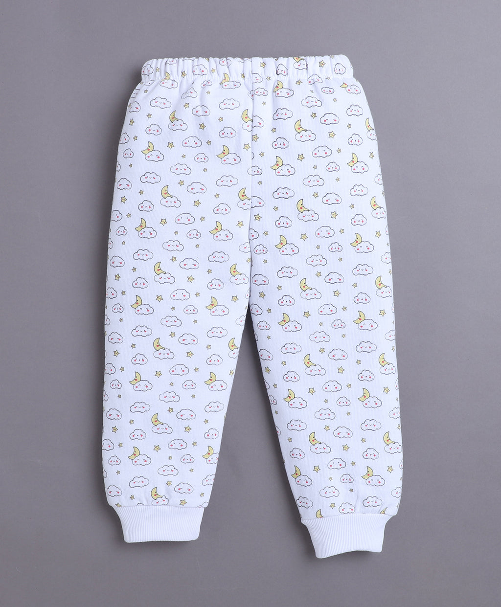 Bumzee Blue & White Graphic Print Sweatshirt & Jogger Set, Full Sleeves, Fleece
