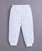 Bumzee Blue & White Graphic Print Sweatshirt & Jogger Set, Full Sleeves, Fleece